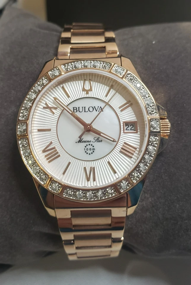 Women's Marine Star Diamond Bezel Rose Gold Tone Watch 98R295 - image 2 of 4