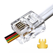 25 Pack RJ11 6P4C Pass Through Connectors Telephone Line Cable Male Plug
