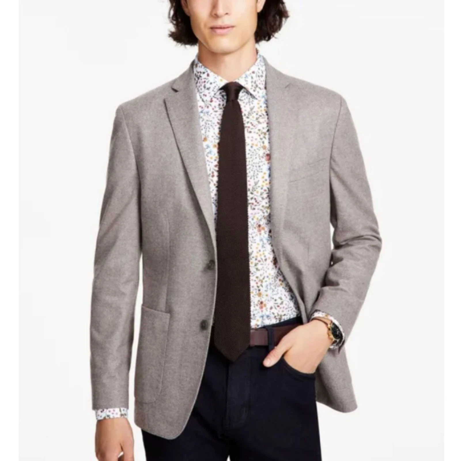 Bar III Men’s Slim-Fit Knit Sport Coat Size 44R Tan Tailored Travel Office NWT