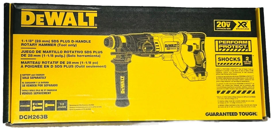 DEWALT 20V MAX Rotary Hammer SDS Plus 1-1/8-Inch Tool Only DCH263B - Brand New - Image 2 of 2