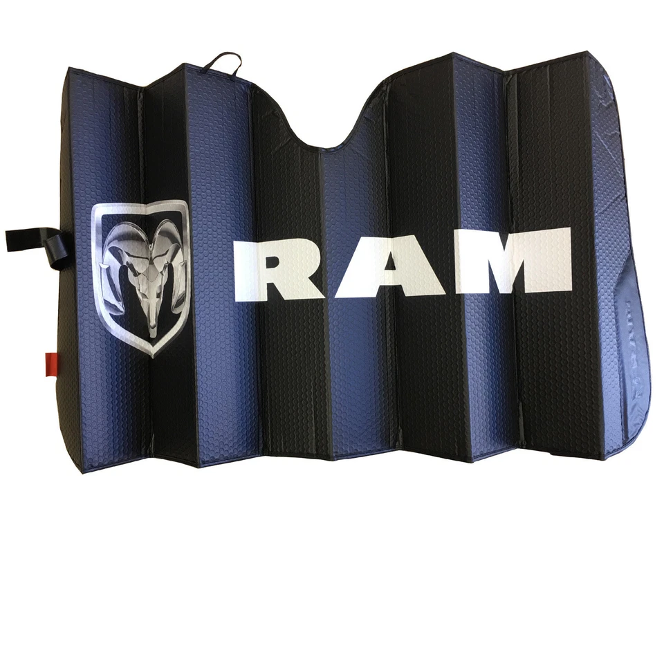 New DODGE RAM Car Truck Black Windshield Front Folding Sun Shade Sunshade 27x58 - Imagem 3 de 4