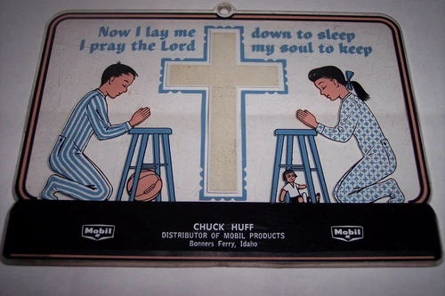 Vintage 1952 Idaho Mobil Gas Station Promo Give Away Plastic Sign