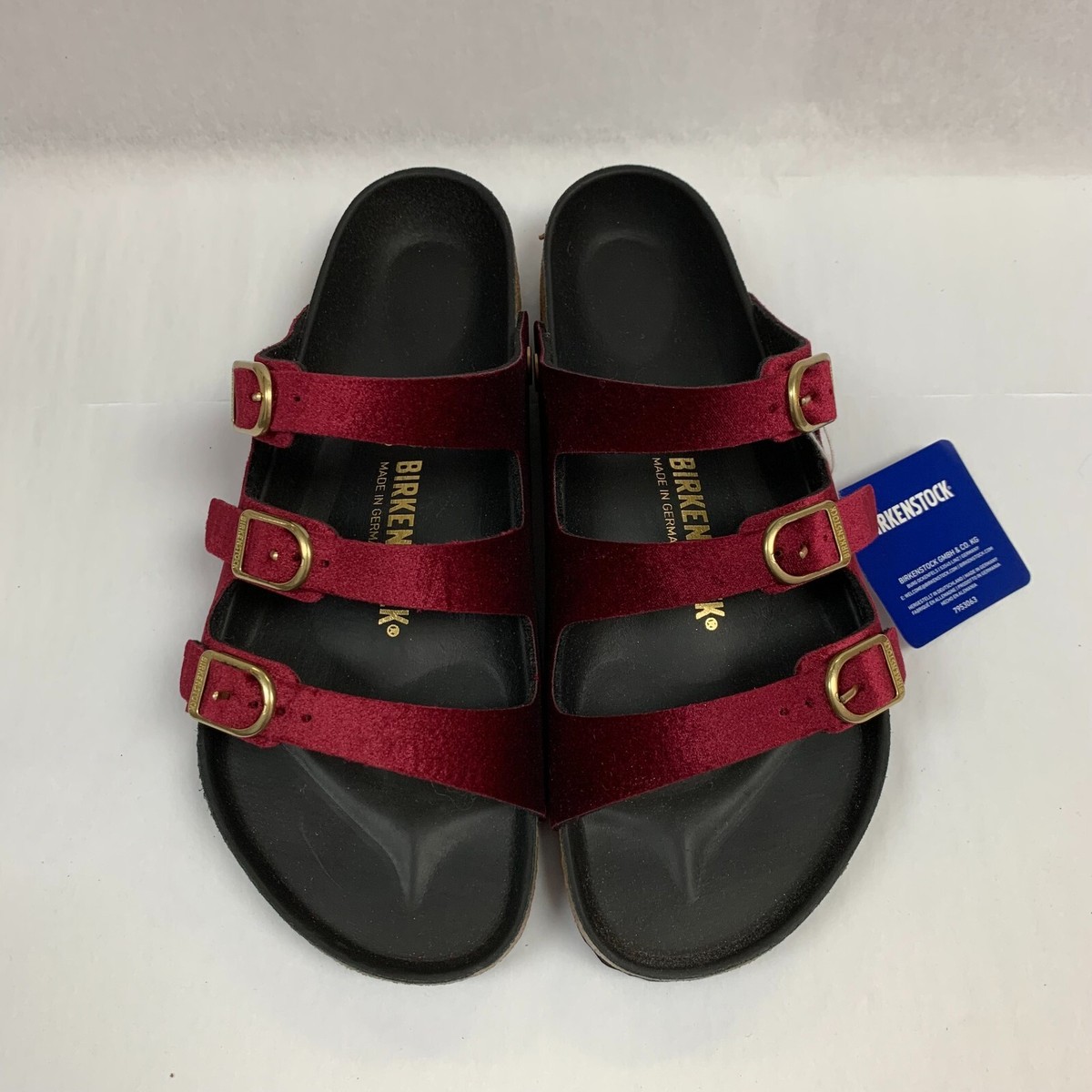 Birkenstock New w/o Box Florida Fresh Maroon Velvet Exquisite
