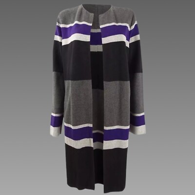 Calvin Klein Women's Petite Striped Open-Front Cardigan (PS, Charcoal  Multi)