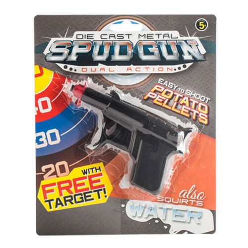 Black Spud Gun 2 In 1 Shoots Potato Pellets Water Plastic Caps Die-Cast Metal - Picture 2 of 2