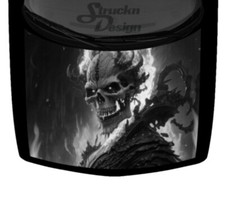 Grey Flaming Fire Skeleton Bright Demon Truck Hood Wrap Vinyl Car Graphic Decal