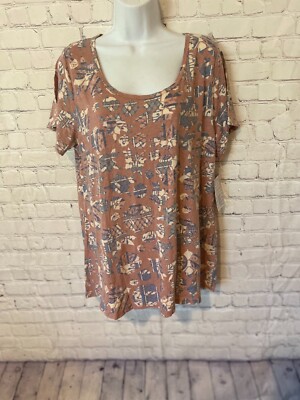 LulaRoe Classic T Size XL Light Rust Pink Geo T-Shirt Brand New FREE SHIPPING