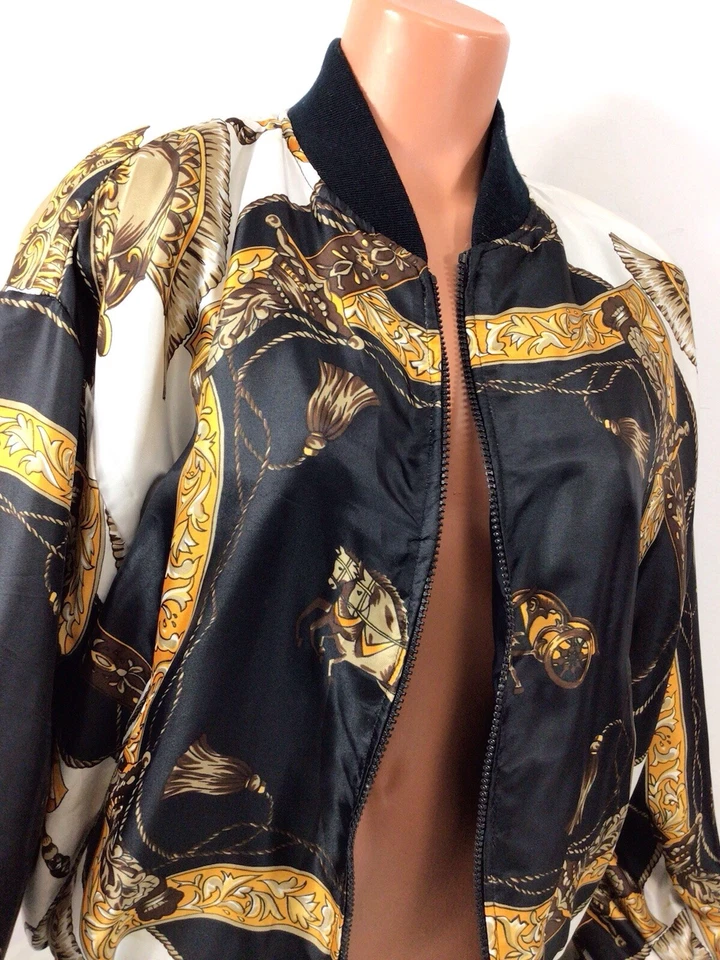 Moda International Equestrian Satin Bomber Jacket Womens One Size - Image 4 of 4