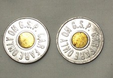 Two Garden State Parkway NJ Bullseye Toll Tokens