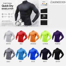 NEW ARMEDES Mens Skin Tight Compression Baselayer Activewear Long Sleeve AR-53