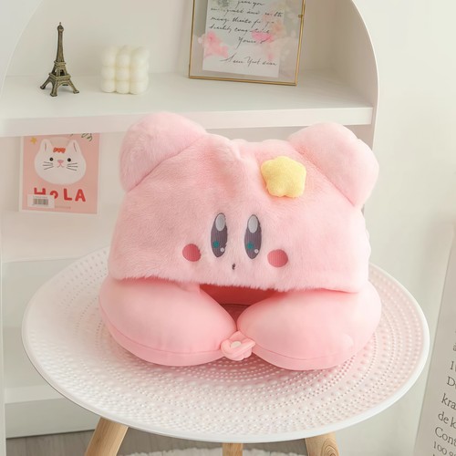 2pcs Cute Kirbuy U-Shaped Soft Hooded Daily Travel Neck Pillow Soft Plush Pillow - Picture 12 of 12