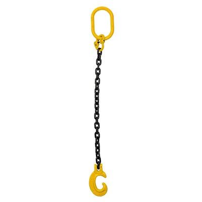 7mm 1,5T EINBEIN HEBEKETTENSCHLINGE mit C-HAKEN 1 Meter bis 6 Meter Zug