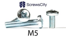 M5 Phillips Pan Head Machine Screws Zinc Plated Steel Metric DIN 7985