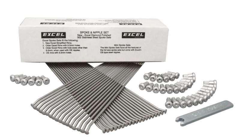 Excel 8G Silver Rear Spoke & Nipple Set with Wrench - 36pc