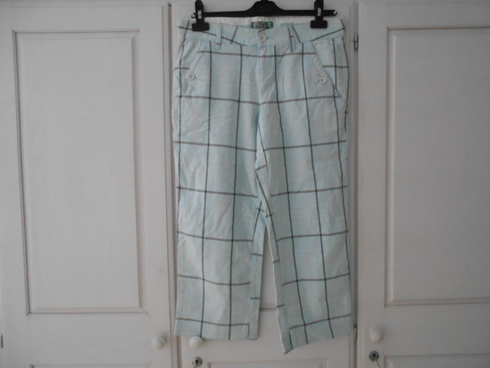 Vans Light Blue/White/Grey Checked Cotton Long Shorts - 9 (Junior Size)/UK8 image 2