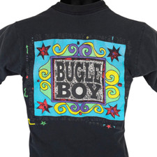 Vintage Bugle Boy T Shirt Youth Size Medium Black 90s Made In USA