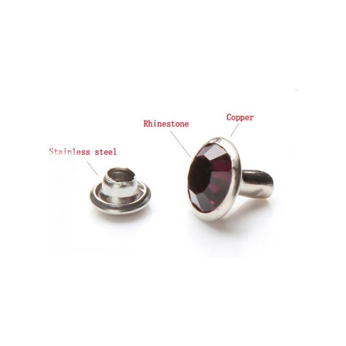 100 set 6 mm strass borchie rivetto cristallo pelle artigianato borse abbigliamento punte - Foto 42 di 69