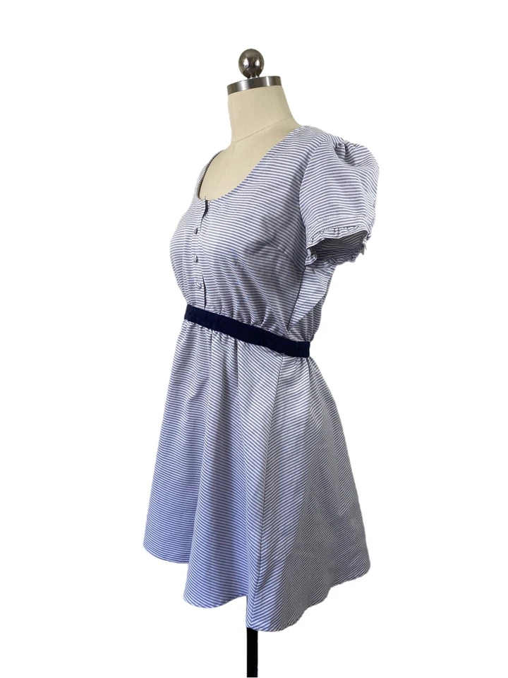 Lucca Couture Urban Outfitters 连衣裙 6 蓝色白色条纹短袖... — 第 4/4 张图片