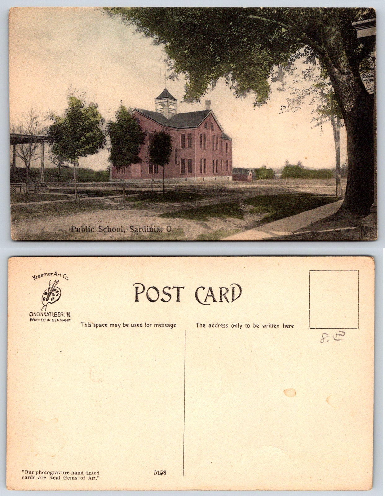 Sardinia Ohio PUBLIC SCHOOL Postcard j63 eBay