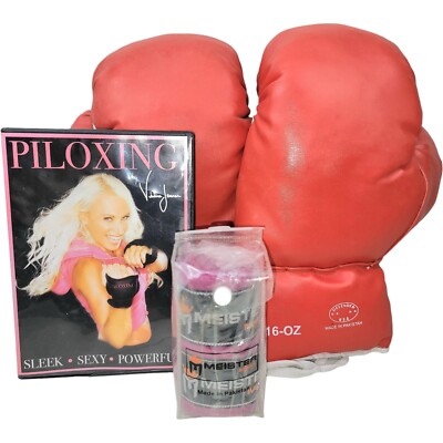 Combo Lot Set Boxing Gloves Wrap Piloxing DVD Sports Fitness Meister Defender
