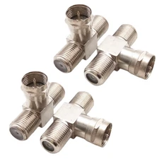 4X TV Cable Splitter F Male to Dual Female 3 Way coaxial Cable Splitter combiner