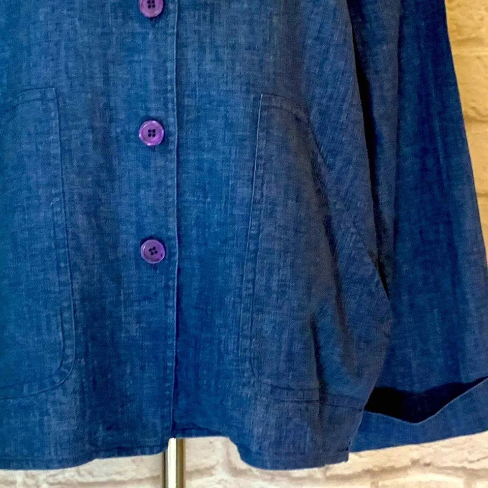 Sutton Studio Navy linen Lagenlook shacket size large - Image 4 of 4