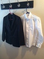 Boys IZOD Black 8 Wool BLAZER Sz 14 Regular Dress Suit Coat W/ White Shirt