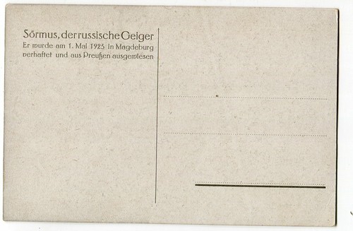 Postal Eduard Soermus Der Rote Geiger el 1.5.1923 arrestado expulsión de Alemania - Imagen 2 de 2