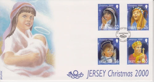Unaddressed Jersey FDC First Day Cover 2000 Christmas Set