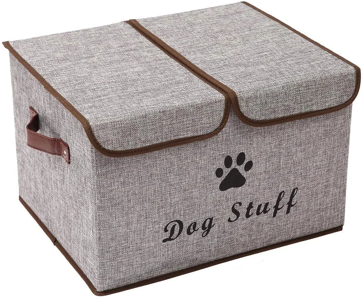 Large Dog Toy Storage Box with Lid Basket Organizer - Perfect