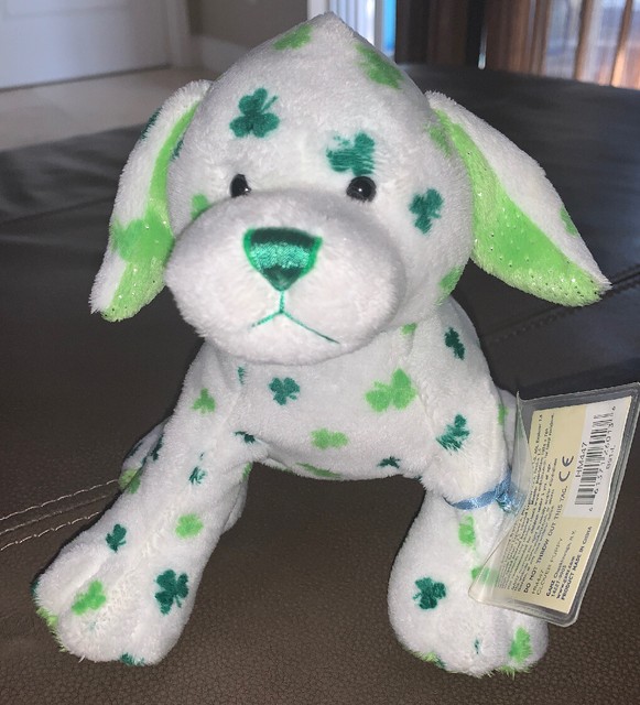 green dog stuffed animal