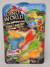 DINO WORLD Flinger Launcher 3 PIECE SET AGES 4 Flying Toy