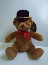 FAO Schwarz Brown Teddy Bear 11" Plush Black Hat Red Ribbon Stuffed Animal Soft