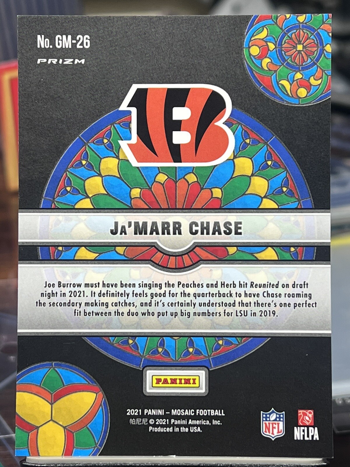 2021 Panini Mosaic JA’MARR CHASE Stained Glass Rookie RC Cincinnati