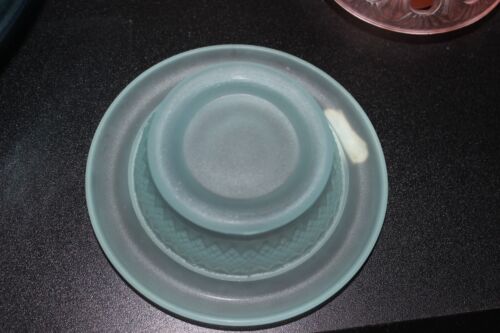 Collectable Davidson Baby Blue Depression Glass Bowl with sticker Vintage Vase - Picture 7 of 7