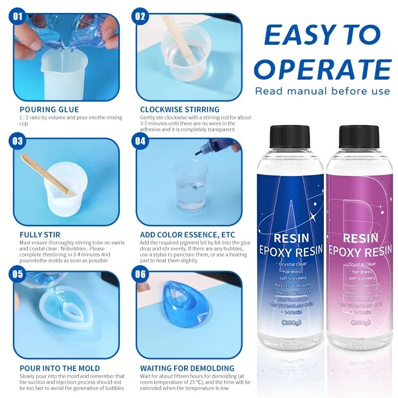 Crystal Clear Epoxy Resin Kit Bubbles Free Gloss Art Resin Supplies For Coating-image