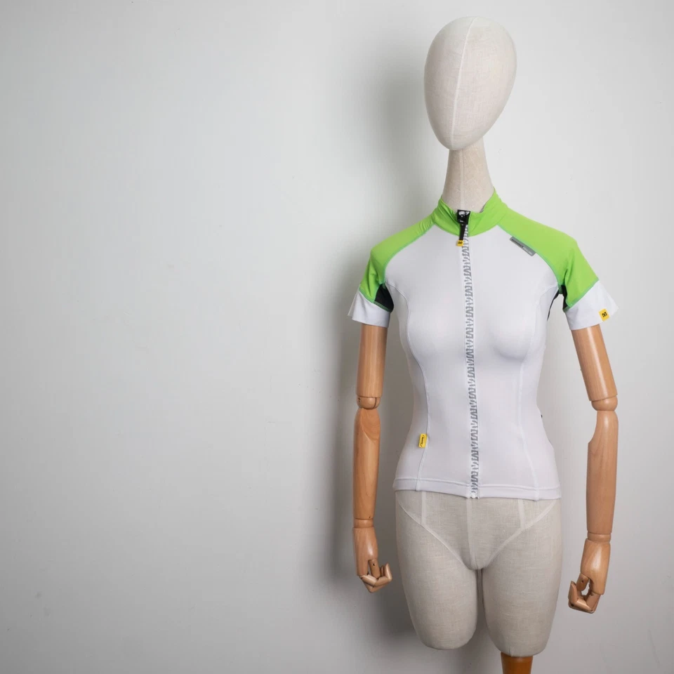 Camiseta deportiva de ciclismo para mujer Mavic XS - blanca verde cremallera completa ajustada ajuste profesional Foto 2 de 4