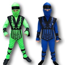BOYS NINJA COSTUME KOMBAT SAMURAI POWER WARRIOR CHILD KIDS KARATE FANCY DRESS