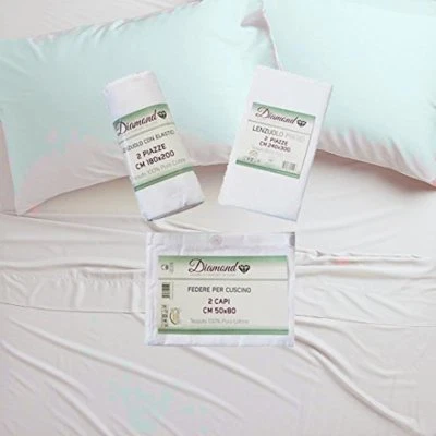 TATA HOME Completo Letto Matrimoniale Cotone Tinta Unita Lenzuola sotto sopra 2 federe