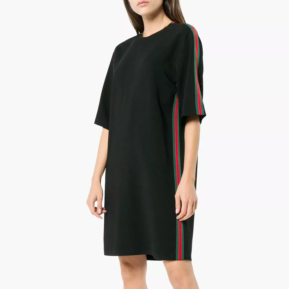 GUCCI 528977ZKR01 maillot à manches courtes boxy stretch robe cady bande tissée 38 XS S