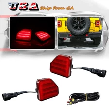 Red Lens Red LED Rear Bumper Reflector Tail Lights for 2018-up Jeep Wrangler JL
