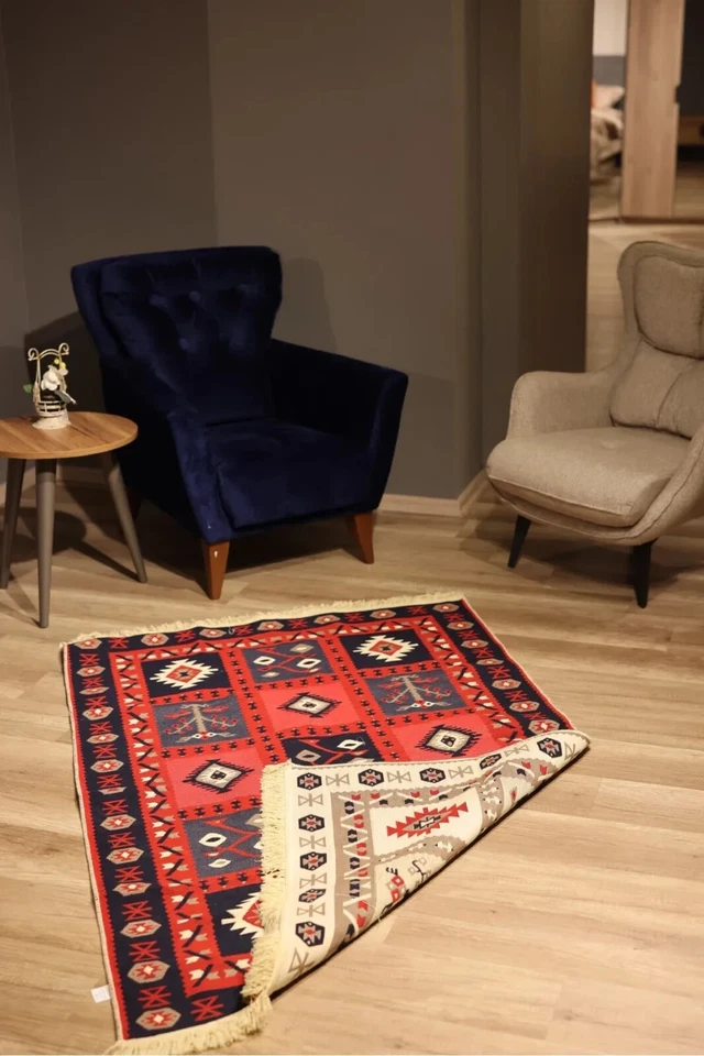 Decorative Double-Sided Model and Color Options Famous Ushak Kilim Carpet - Image 3 of 4