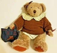 Retired Russ Teddy Bear Vintage Collection Lady Meredith Plush Holding Tote Bag
