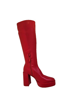 Frauen Rote Blockabsatz Stiefel, Kniehohe Stiefel, 38 von