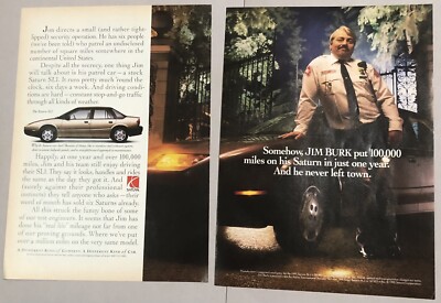 Vintage 1993 Original Print Ad Two Page - Saturn 100,000 Miles In One Year