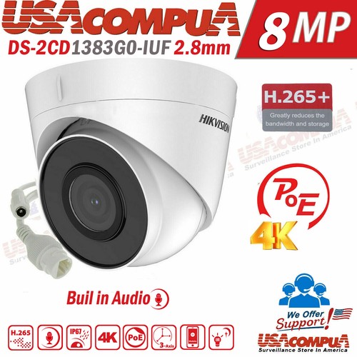 Hikvision 4K 4CH PoE NVR 8MP DS-2CD1383G0-IUF Security IP Camera System W/Audio - Picture 3 of 14