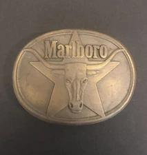 Marlboro Solid Brass Philip Morris 1987 Belt Buckle 