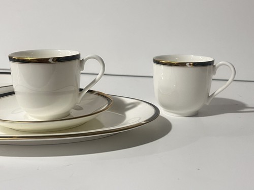 Vintage Mikasa Academy Bone China 5 Pc Set-Ivory Black Gold Dishes-Japan - Picture 6 of 19