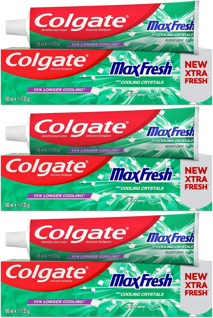Colgate Max Fresh Toothpaste With Cooling Crystals Clean Mint 100ml x 3