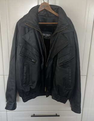 Geriogio Visconti Genuine LEATHER Black Motorcycle Jacket Sz XL
